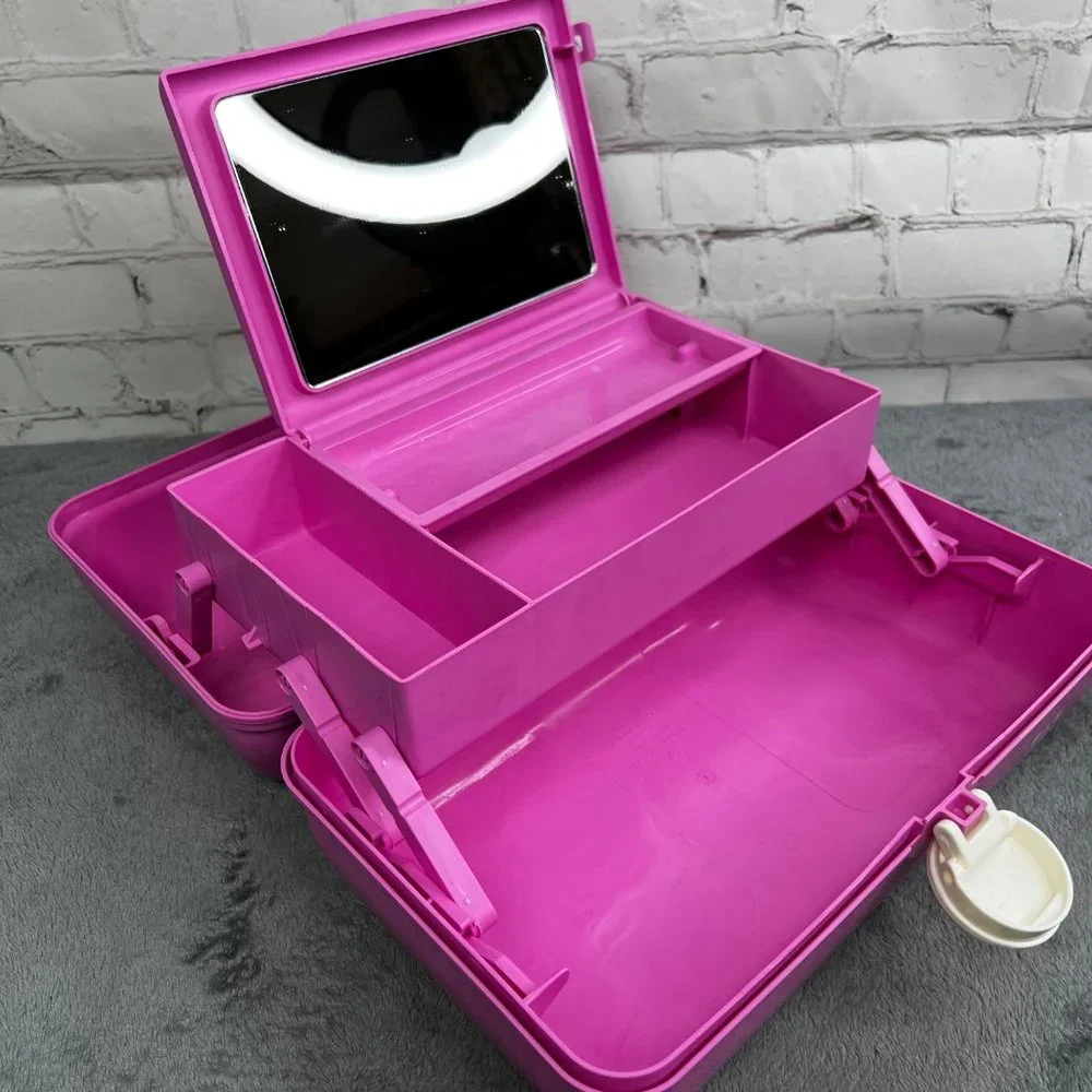 Caboodles Pink Makeup Case Organizer Travel Storage Box On the Go with Mirror